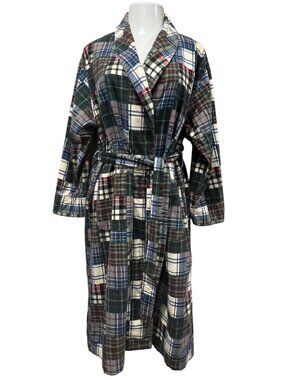 Nautica Mixed Plaid Print Flannel Robe, Unisex, S/M
